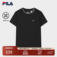 FILA 斐樂(lè )官方女裝針織短袖衫2025夏新款時(shí)尚休閑簡(jiǎn)約涼感防曬T恤 正黑色-BK 3XL 185/100A/XXXL