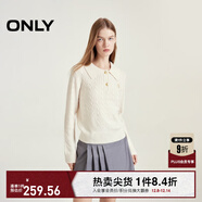 ONLY秋冬含羊毛學(xué)院風(fēng)套頭翻領(lǐng)寬松針織衫女|124313028 A43 奶油白色 L (170) 88A