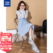 唐獅2025夏女綁帶收腰背帶連衣裙