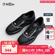 金利來(lái)【頭層牛皮/羊皮內里】皮鞋男時(shí)尚休閑真皮潮流通勤系帶運動(dòng)板鞋 黑色-99 40