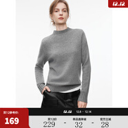 ELLE【100%綿羊毛】法式休閑半高領(lǐng)毛針織衫女2025秋季新款毛衣 中灰 S
