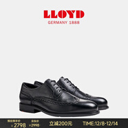 利來(lái)（LLOYD）德國進(jìn)口男牛皮布洛克商務(wù)通勤正裝德比鞋加寬楦EGN25851 黑色 42.5