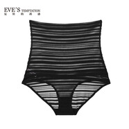 夏娃的誘惑（EVE'S temptation）藍蓮花系列性感純色流線(xiàn)圖案全蕾絲高腰收腹包臀三角褲 黑色 XL 175/95