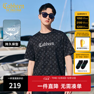 卡賓（CABBEEN）【純棉】卡賓新疆長(cháng)絨棉短袖T恤男夏季老花潮牌圓領(lǐng)上衣潮流時(shí)尚 煤黑色01 4XL /195/58