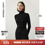 朗姿【朗姿羊毛Basic衣櫥】純羊毛法式毛針織衫冬季新款修身長(cháng)袖毛衣 黑色2 XL