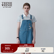 Teenie Weenie小熊夏裝學(xué)院風(fēng)休閑背帶褲復古韓版牛仔褲短褲女 淺藍色 M (165)