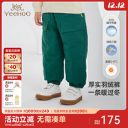 英氏（YEEHOO）童裝戶(hù)外羽絨褲鴨絨防寒超韌絨保暖羽絨三防長(cháng)褲保暖休閑兒童男童 森林綠【建議溫度0-8℃】 140 cm
