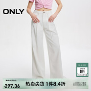 ONLY春夏辣妹休閑百搭高腰闊腿褲牛仔褲女|124132041 J2G 米白色 S (160) 64A