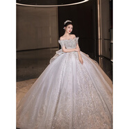 麗紗蓓兒婚紗新娘主紗2025高級感重工拖尾一字肩新款高定小個(gè)子奢華高百搭 拖尾 XXL 均碼