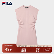 FILA 斐樂(lè )官方女裝針織連衣裙2025夏季新款時(shí)尚休閑無(wú)袖收腰裙子 赤粉色-PK XL 175/92A/XL