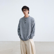 ZZ&FFZZYT亨利領(lǐng)毛衣男秋冬季慵懶寬松感套頭針織衫 灰色 2XL
