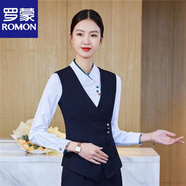 羅蒙（ROMON）空姐職業(yè)套裝女五星級酒店前臺工裝禮儀接待服裝美容院工作服 藍色馬甲 2XL