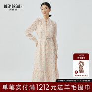 深呼吸DEEP BREATH女裝木耳領(lǐng)碎花連衣裙【附吊帶裙、腰帶】A500259 杏花 L (4碼)