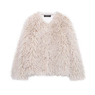 無(wú)疆妙品歐美風(fēng)ins博主毛絨絨長(cháng)袖短款加厚外套仿皮草效果上衣女秋冬 灰色V領(lǐng)195994 XS XS