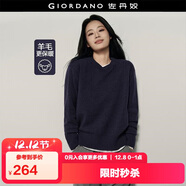 佐丹奴【韓國明星同款】針織衫女純羊毛純色寬松圓領(lǐng)毛衣05355718