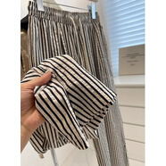 七分褲女145小個(gè)子豎條紋闊腿褲女七分顯瘦抽繩休閑褲150九分夏薄 豎條紋七分褲 XS