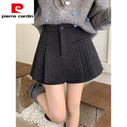 皮爾卡丹（pierre cardin）灰色miu系波點(diǎn)羊毛呢半身裙女秋冬新款胖m高腰顯瘦防走光百褶短裙 波點(diǎn) 2XL 建議135-150斤