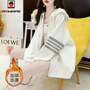 AEMAPE新款外套女2026春秋冬季時(shí)尚韓版顯瘦衛衣女韓版寬松上衣百搭 白色_加厚  加絨 2XL _建議140-160斤