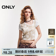 ONLY 2025春季復古搖滾風(fēng)做舊修身正肩短袖T恤女|125101048