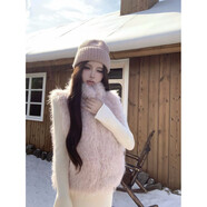 依樂(lè )琦純欲風(fēng)毛毛馬甲外套女秋季長(cháng)袖連衣裙兩件套 絨絨粉馬甲 S