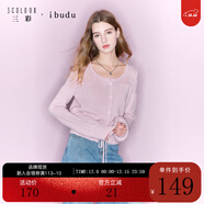 三彩2025冬季新款圓領(lǐng)針織衫系帶毛衫短款開(kāi)衫女 淺粉 M 160/84A