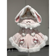茸耀秋冬新款日系lolita重工doll感斗篷外套蓬蓬連衣裙套裝 兩件套(斗篷+連衣裙)不含裙撐 S