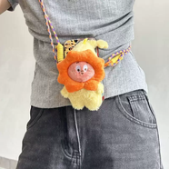 山頭林村星星人手機背夾掛繩斜挎可愛(ài)毛絨公仔手機殼鏈繩高級感小玩偶加厚 小太陽(yáng)手機背夾