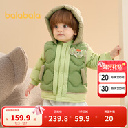 巴拉巴拉童裝寶寶羽絨服保暖嬰兒外套兒童冬季兩件套萌趣男童女童 軍綠40610 80 外套充絨量26g+馬甲充絨量16g