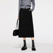 5+（FivePlus）【腰鏈裝飾】秋冬A字中長(cháng)裙子顯瘦遮肉半身裙通勤包臀女士半截裙
