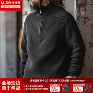 馬登工裝美式半拉鏈立領(lǐng)毛衣男秋季半高領(lǐng)豎線(xiàn)肌理百搭彈力男士針織衫 炭黑色 【寬松偏大/黑色毛衣/男士毛衣冬季】 S (165)