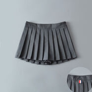 TB新款秋冬超短百褶裙前短后長(cháng)防走光高腰顯瘦清新A字半身短裙女 中灰色 XS XS