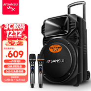 山水（SANSUI）A12-66 12吋廣場(chǎng)舞音響 戶(hù)外音響卡拉ok重低音藍牙音響 便攜式K歌移動(dòng)舞臺拉桿音箱大功率擴音器 旗艦版（12寸重低音+雙麥）