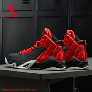 喬丹籃球鞋高幫實(shí)戰男鞋 四季款舒適革面皮面防水減震耐磨運動(dòng)鞋戰靴 黑色/番茄紅 41