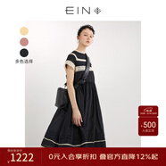 EIN【輕禮服】EIN言小黑裙中長(cháng)款絲棉短袖蕾絲連衣裙女2024夏季新款 小黑裙 M