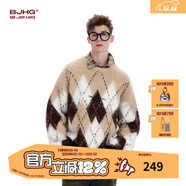 BJHG不計后果新款圣誕毛衣男款冬季潮牌寬松高級休閑慵懶風(fēng)情侶針織衫 駝棕色 M