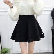 啄木鳥(niǎo)2025秋冬新款百搭加厚蓬蓬裙加厚毛呢裙半身裙韓版高腰百褶短裙子 黑色花朵款 L (105-120斤)