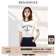 迪賽尼斯（DESIGNICE）2024年夏季新款美式復古風(fēng)百搭簡(jiǎn)約印花圓領(lǐng)短袖T恤女 白色 M