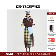 KENT&CURWEN【明星同款】肯迪文秋冬系列英倫學(xué)院風(fēng)女士格紋半身裙長(cháng)裙 黃色系拼色 M