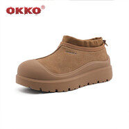 OKKO王一博同款冬季雪地靴男女款厚底增高保暖棉鞋防滑加絨保暖鞋 棕色升級款 36 女碼