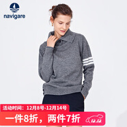 Navigare意大利小帆船長(cháng)袖翻領(lǐng)針織衫女休閑高領(lǐng)毛衣2334023503 灰 M 