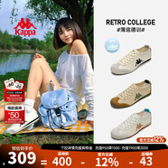 KAPPA卡帕女鞋帆布鞋子女百搭板鞋冬季新款透氣休閑鞋輕便運動(dòng)德訓鞋潮 冬日白/黑色 39