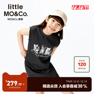 little MO&Co.速干 little moco童裝25夏新款女童無(wú)袖背心小貓印花連衣裙親子裝 深灰色 140 140/68
