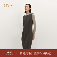 OVV秋冬熱賣(mài)女裝一字領(lǐng)修身背心裙針織羊毛休閑無(wú)袖連衣裙 焦栗色 S