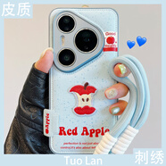 拓嵐適用華為pura70pro+新款手機殼Pura80ultra韓風(fēng)藍色潑墨p60創(chuàng  )意立體刺繡蘋(píng)果mate70/60pro皮質(zhì)掛繩 皮質(zhì)氣墊藍底潑墨+刺繡紅蘋(píng)果核+天藍手繩(白捆) iPhone_14