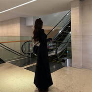 依樂(lè )琦高個(gè)子長(cháng)款T恤裙秋冬加厚磨毛內搭梨形身材顯瘦裙到腳踝 黑色(加長(cháng)款/(常規款#長(cháng)度121左右)) S