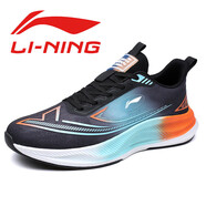 LINING李寧男鞋運動(dòng)鞋跑步鞋女鞋新款圓領(lǐng)速干吸汗舒適透氣男輕便緩震跑 黑桔85018 42