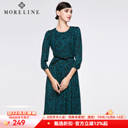 MORELINE沐蘭氣質(zhì)復古印花連衣裙女士洋氣顯瘦中長(cháng)裙圓領(lǐng)高端奢華大牌 圖片色 M (165)