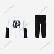 耐克（NIKE） 3brand童裝男女童T恤長(cháng)褲2件套2025秋新款兒童套裝N32432267 正黑色 110 _52 【建議身高98-104cm】