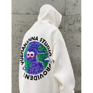 主意范胖子大碼衛衣男春秋冬季國潮連帽字母印花衛衣男學(xué)生寬松外套上衣 D223A-WY2301白色 M 90-110斤