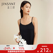 金三塔真絲吊帶睡裙桑蠶絲針織吊帶睡裙打底真絲襯裙YZF3B310 黑色【有花邊】 XL (170/92A)